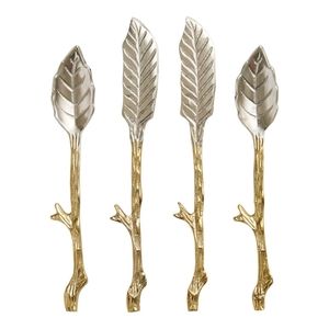 WORLD MARKET | Silver And Gold Leaf Charcuterie Serving Utensil 4 Pack